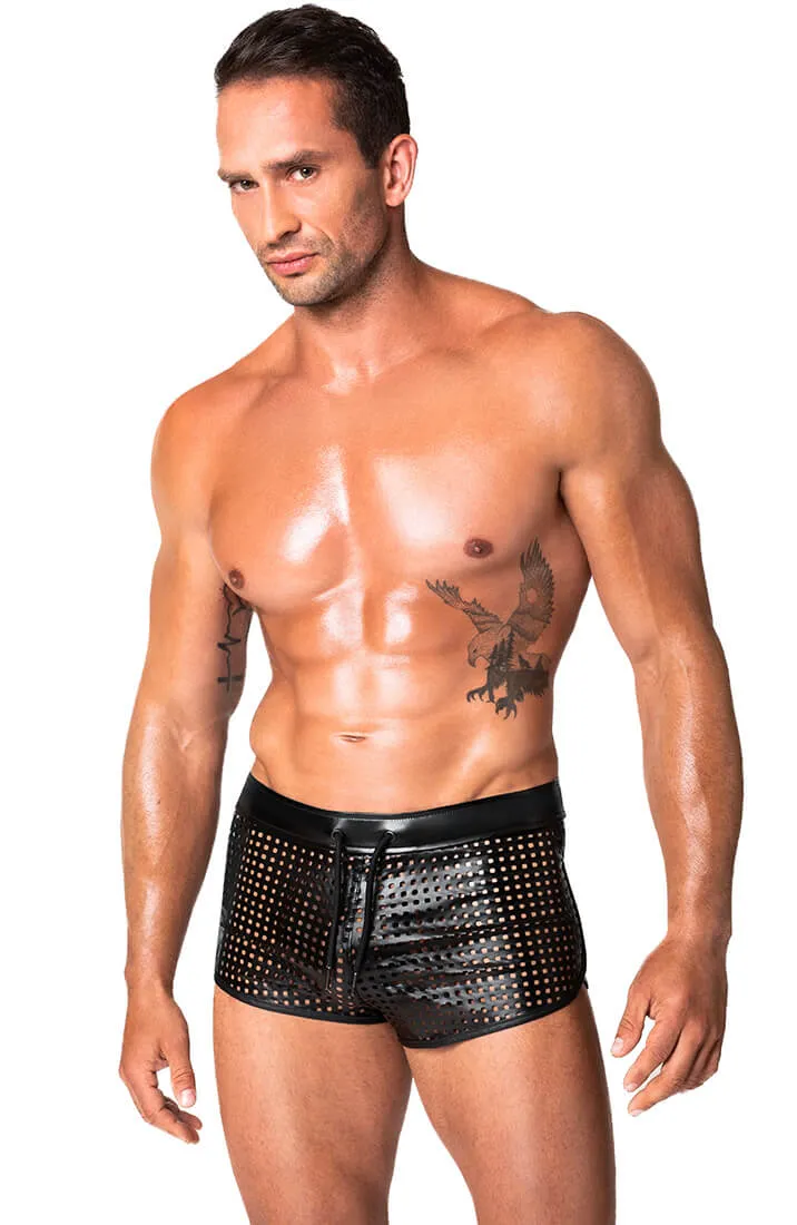 Laser-cut wet look boxer shorts - Lustful Conqueror