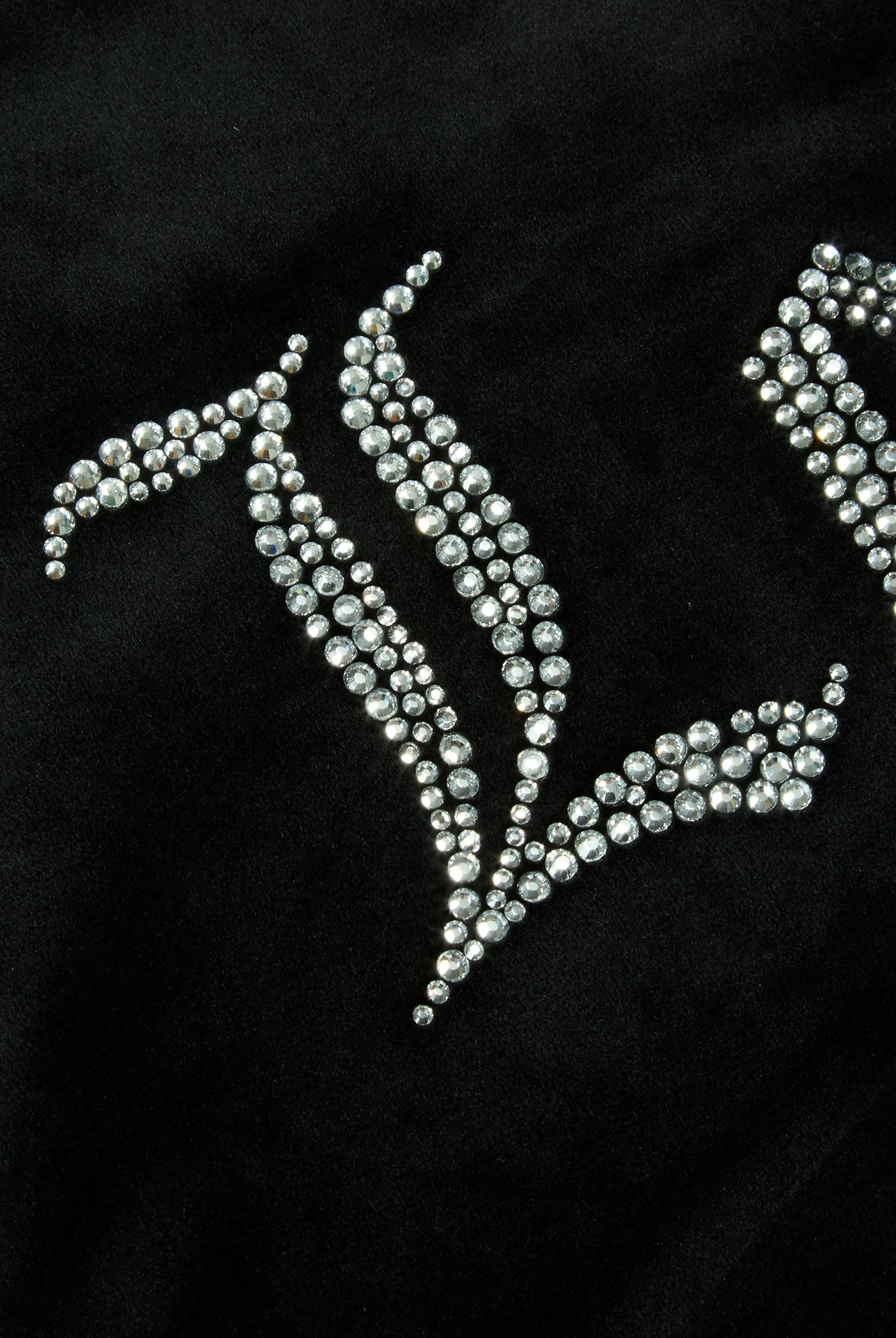 'LEO' BLACK DIAMANTÉ VELOUR ZIP-THROUGH HOODIE