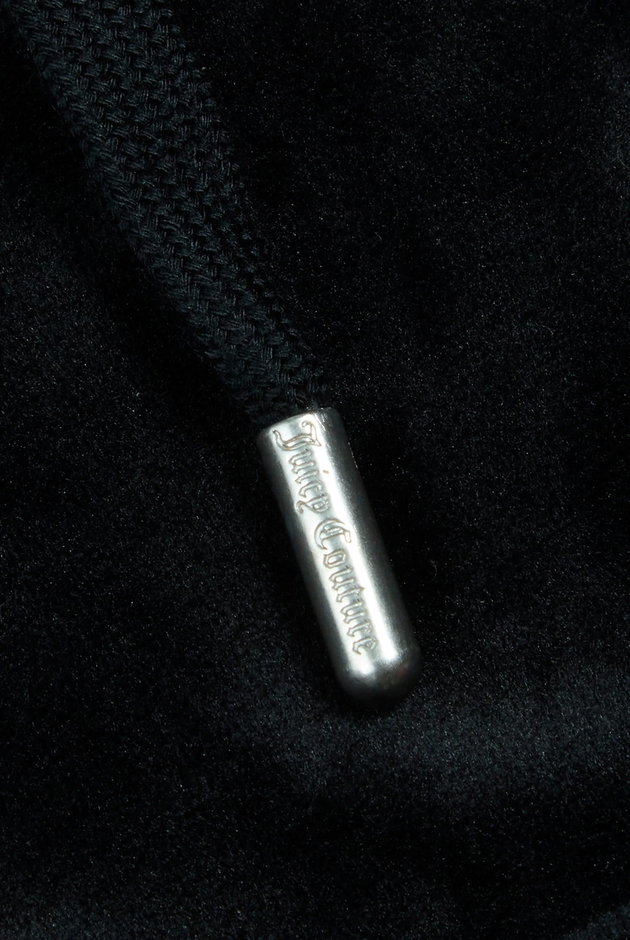 'LEO' BLACK DIAMANTÉ VELOUR ZIP-THROUGH HOODIE