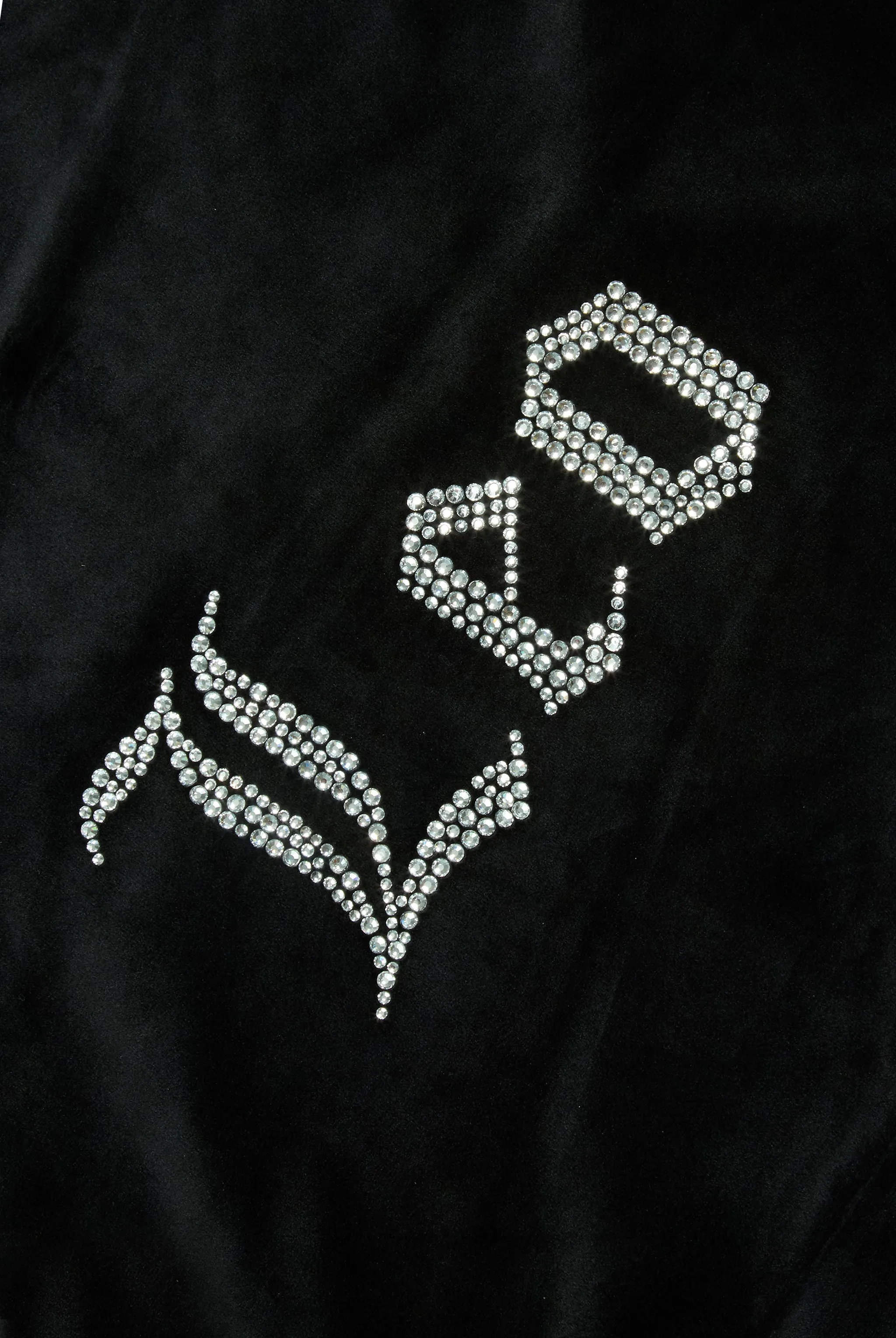 'LEO' BLACK DIAMANTÉ VELOUR ZIP-THROUGH HOODIE