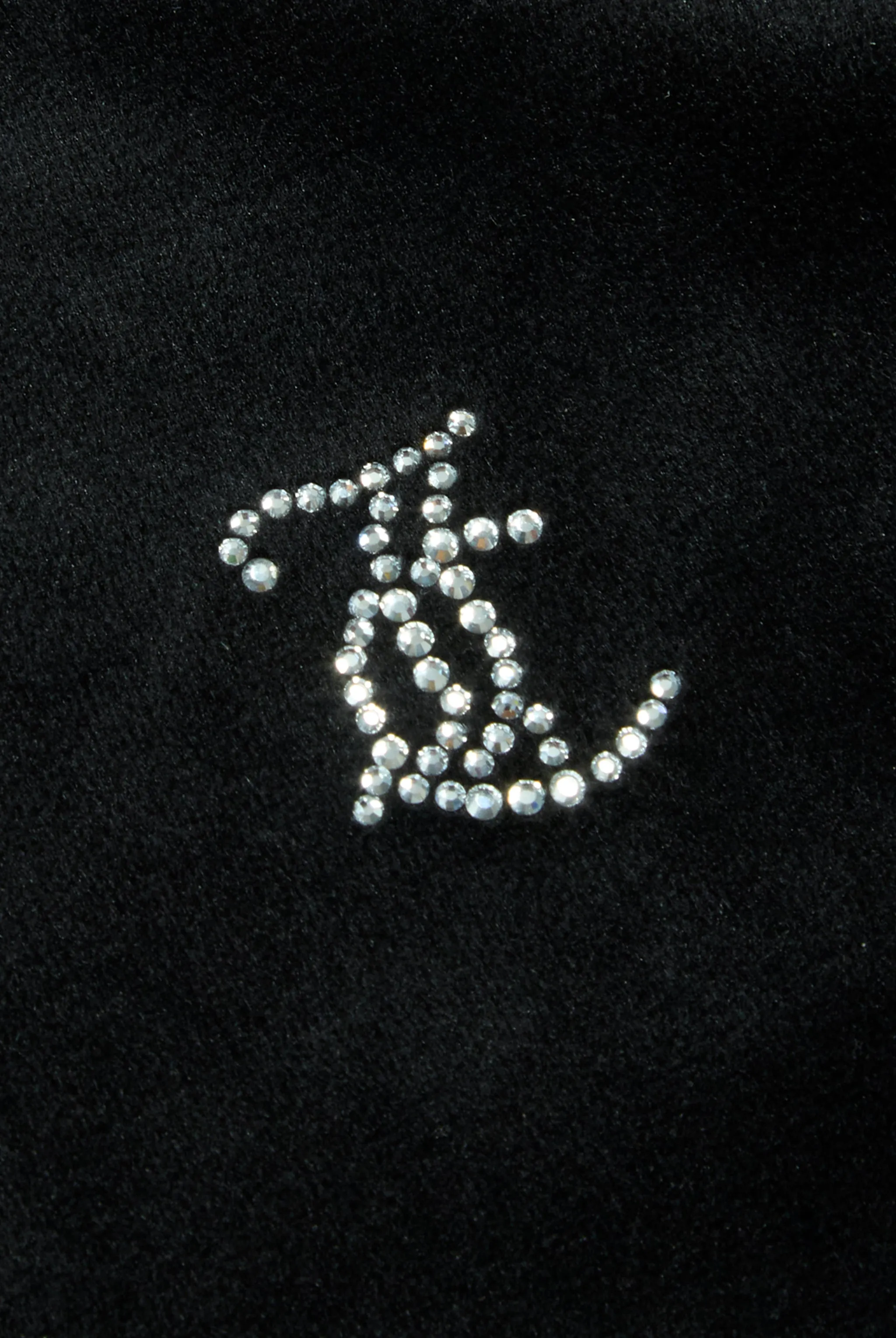 'LEO' BLACK DIAMANTÉ VELOUR ZIP-THROUGH HOODIE