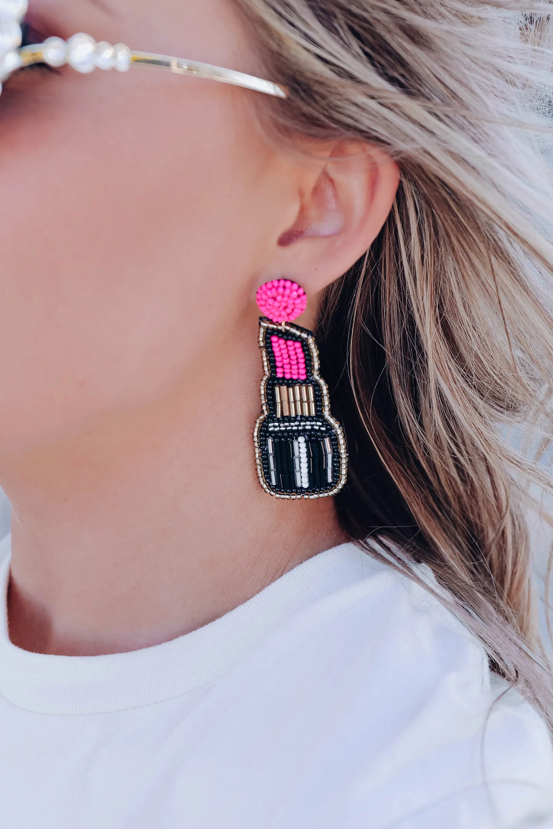 Lipstick Beaded Earrings