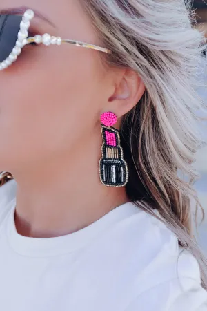 Lipstick Beaded Earrings