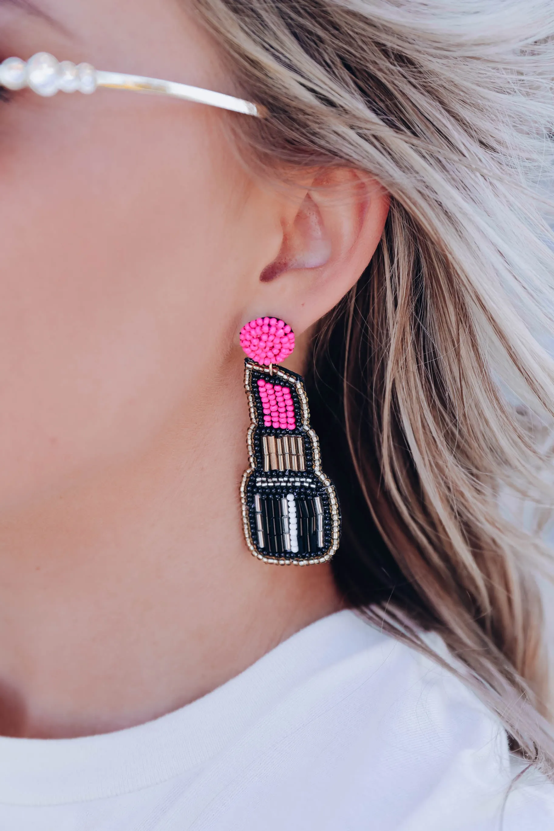 Lipstick Beaded Earrings