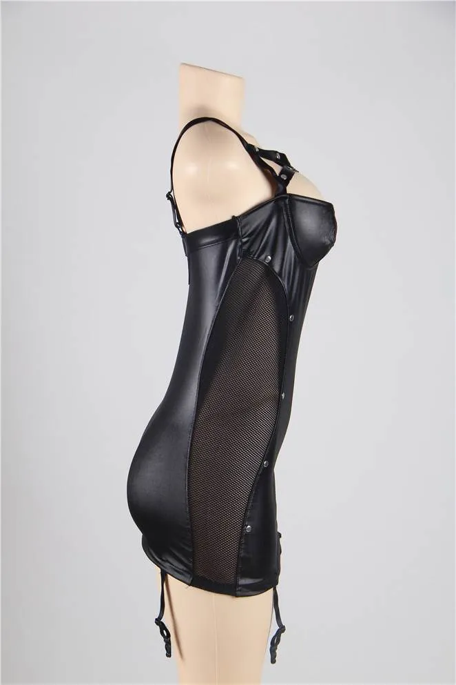 Look Black Sexy Leather Egypt Dress