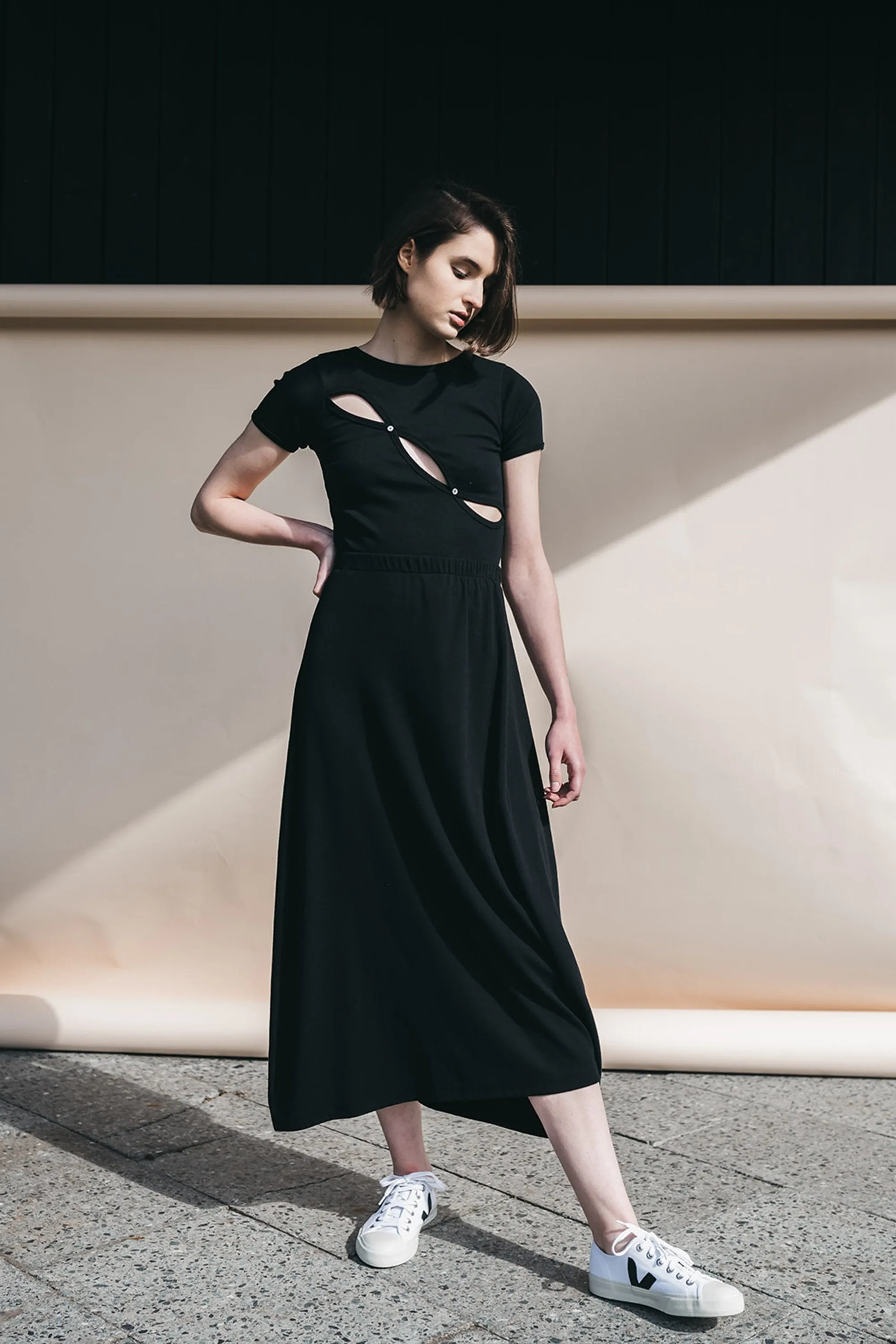 luna rib tee black <br> by Signe