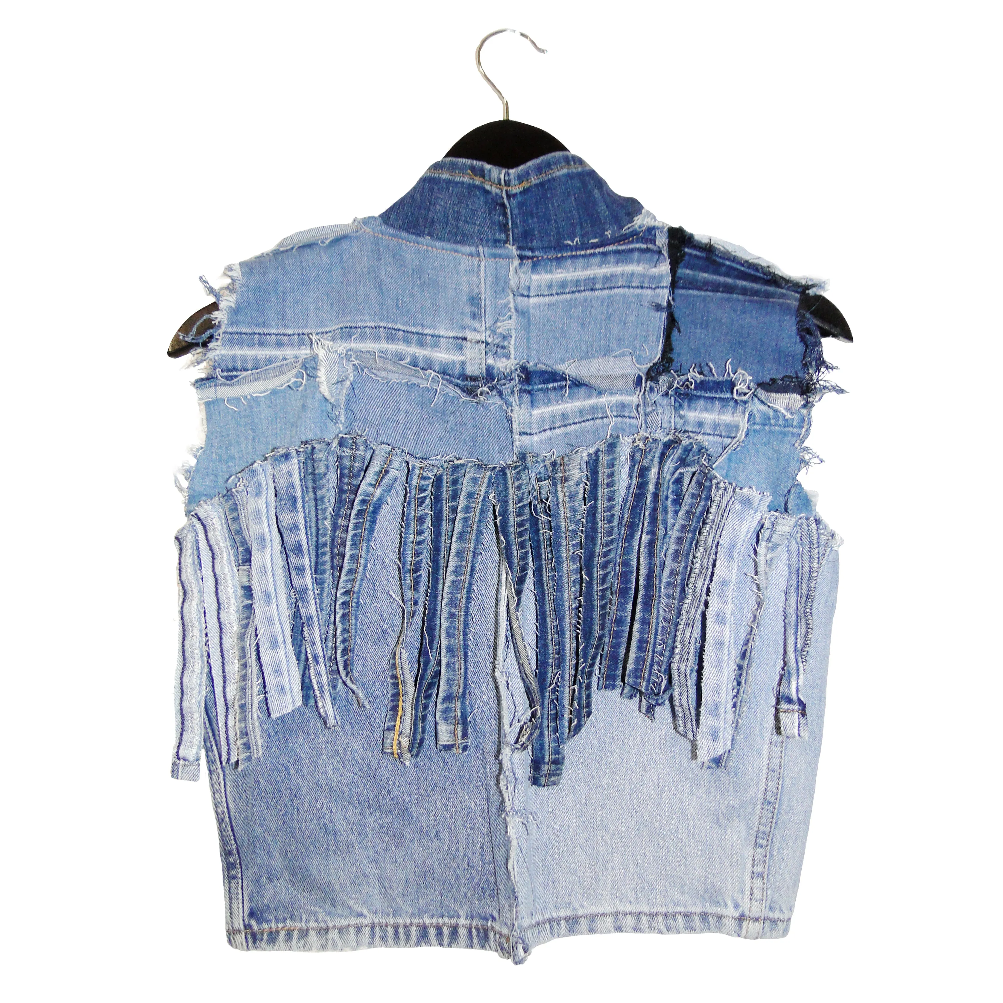Lunacy Fringe - Upcycled denim vest with fringe