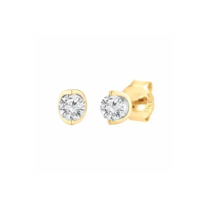 Meera Bezel Look 1/5ct Laboratory Grown Solitaire Diamond Earrings in 9ct Yellow Gold