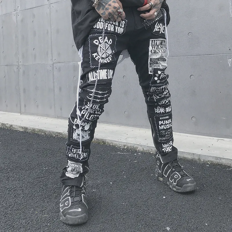 Men's Casual Black Jeans 2020 Men Skinny Slim Fit Zip Ripped Distressed Jeans Denim Pants Vintage Long Trousers