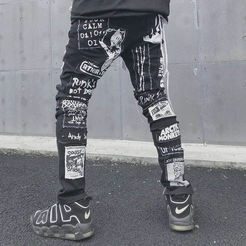 Men's Casual Black Jeans 2020 Men Skinny Slim Fit Zip Ripped Distressed Jeans Denim Pants Vintage Long Trousers