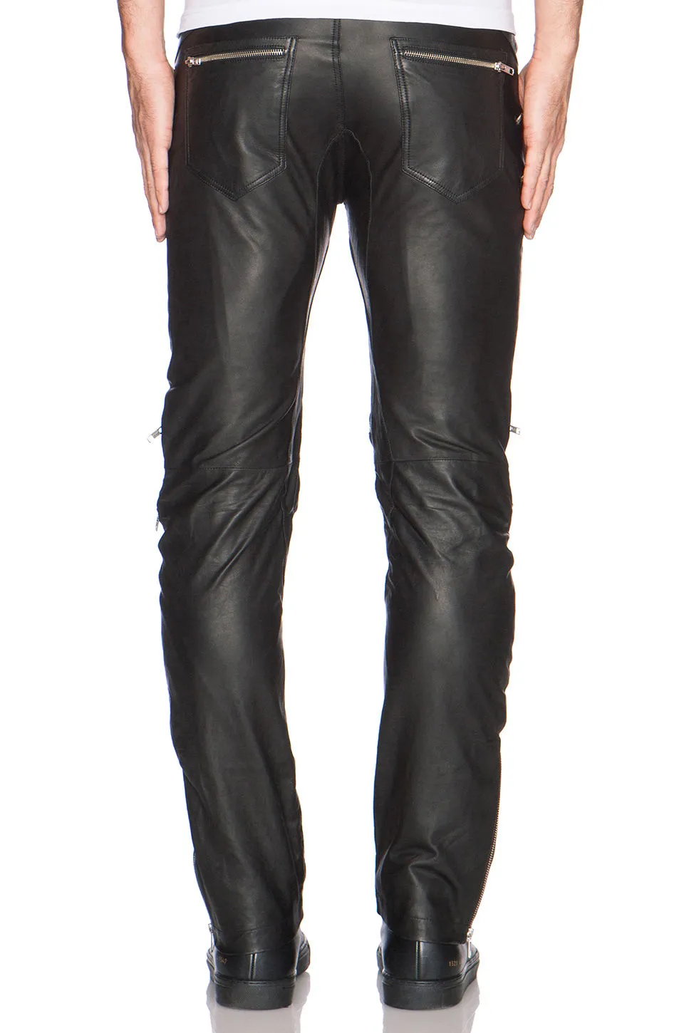 Men’s Slim Fit Leather Pants with Edgy Zipper Accents MP24