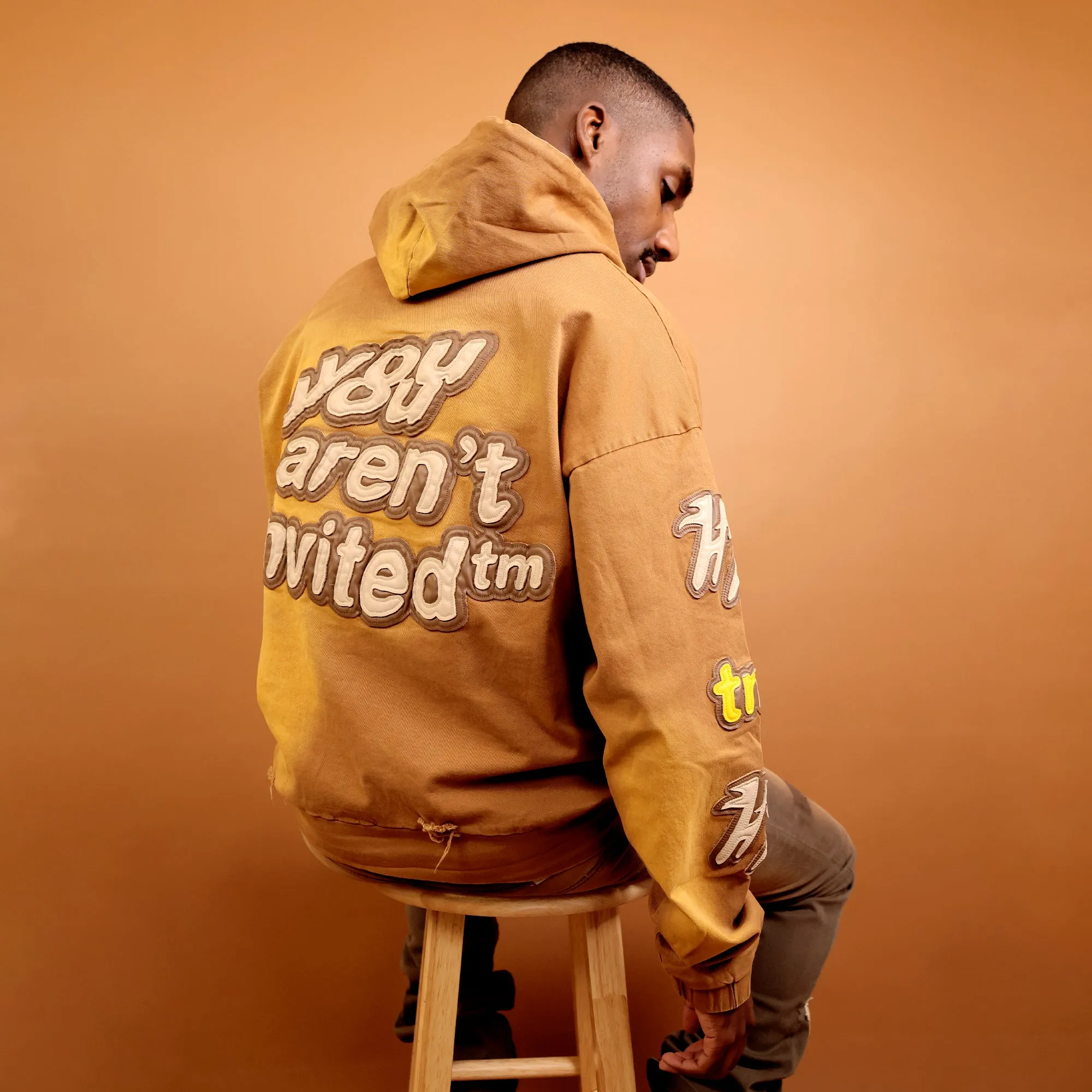 Men's Work Wear Distressed Pull Over Hoodie