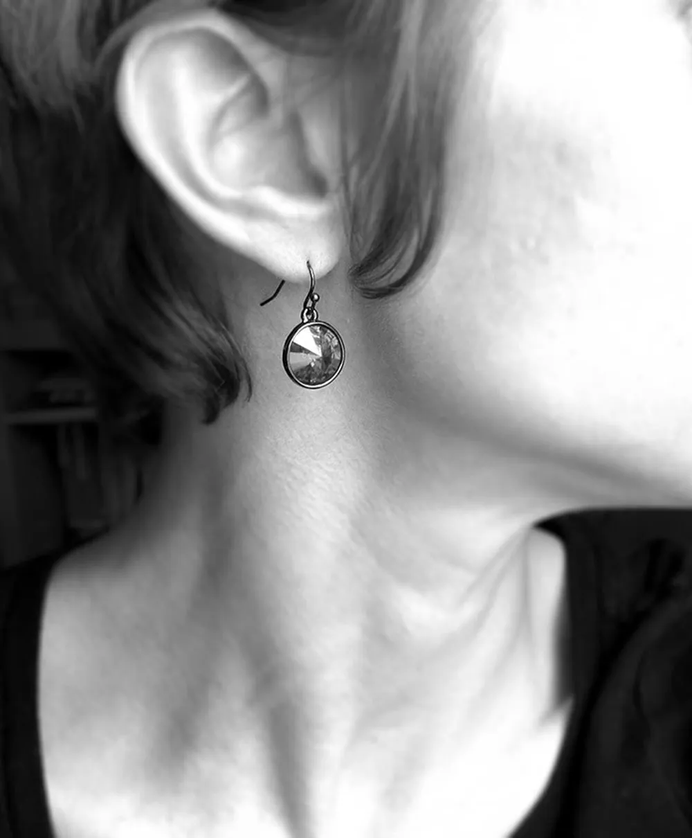 MERCURY - Silver Patina Rivoli Crystal Earrings