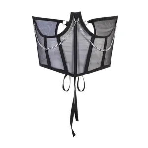Mesh Stitching Chain Strap Corset UB2477