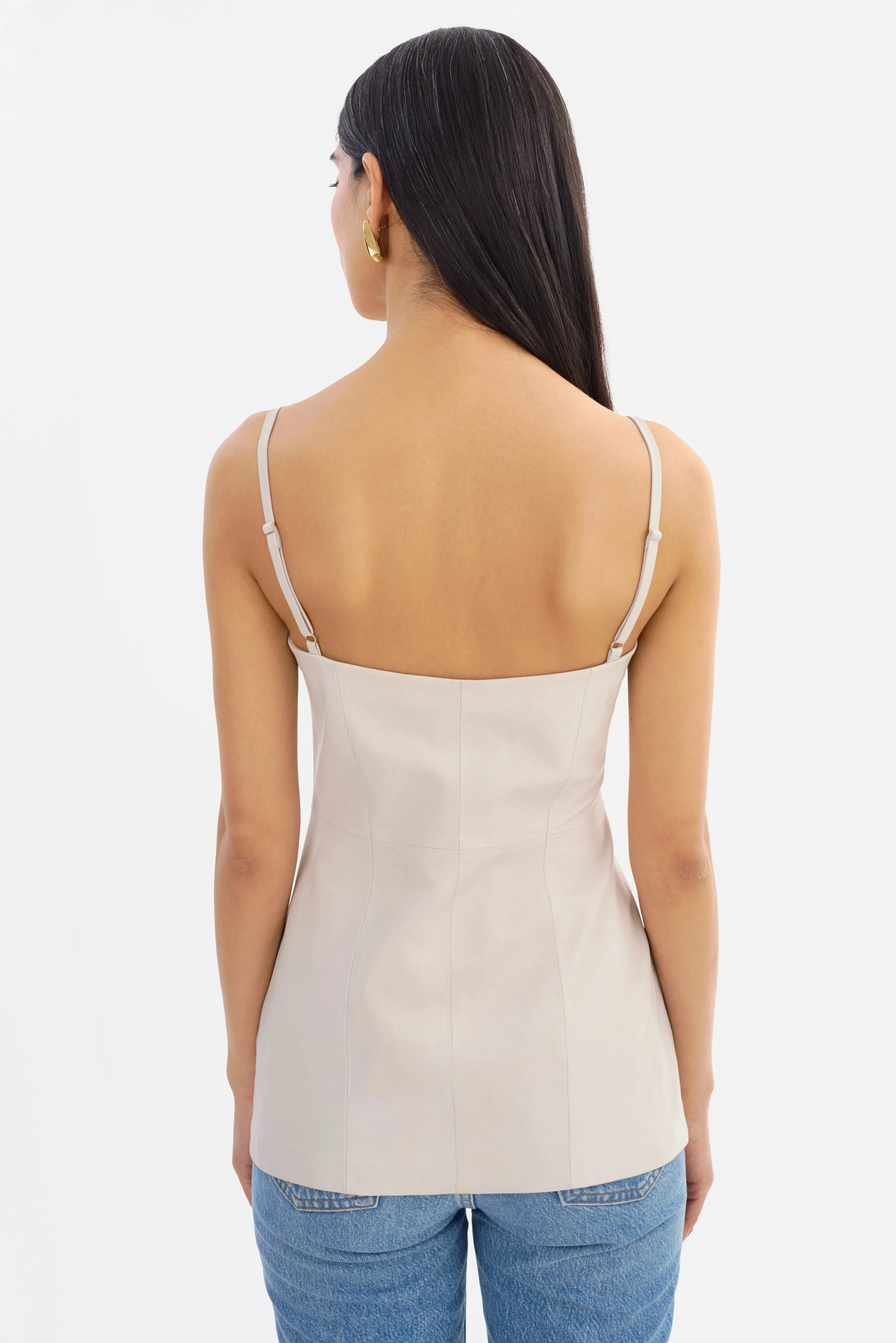 Milana Leather Biege Tunic Bustier