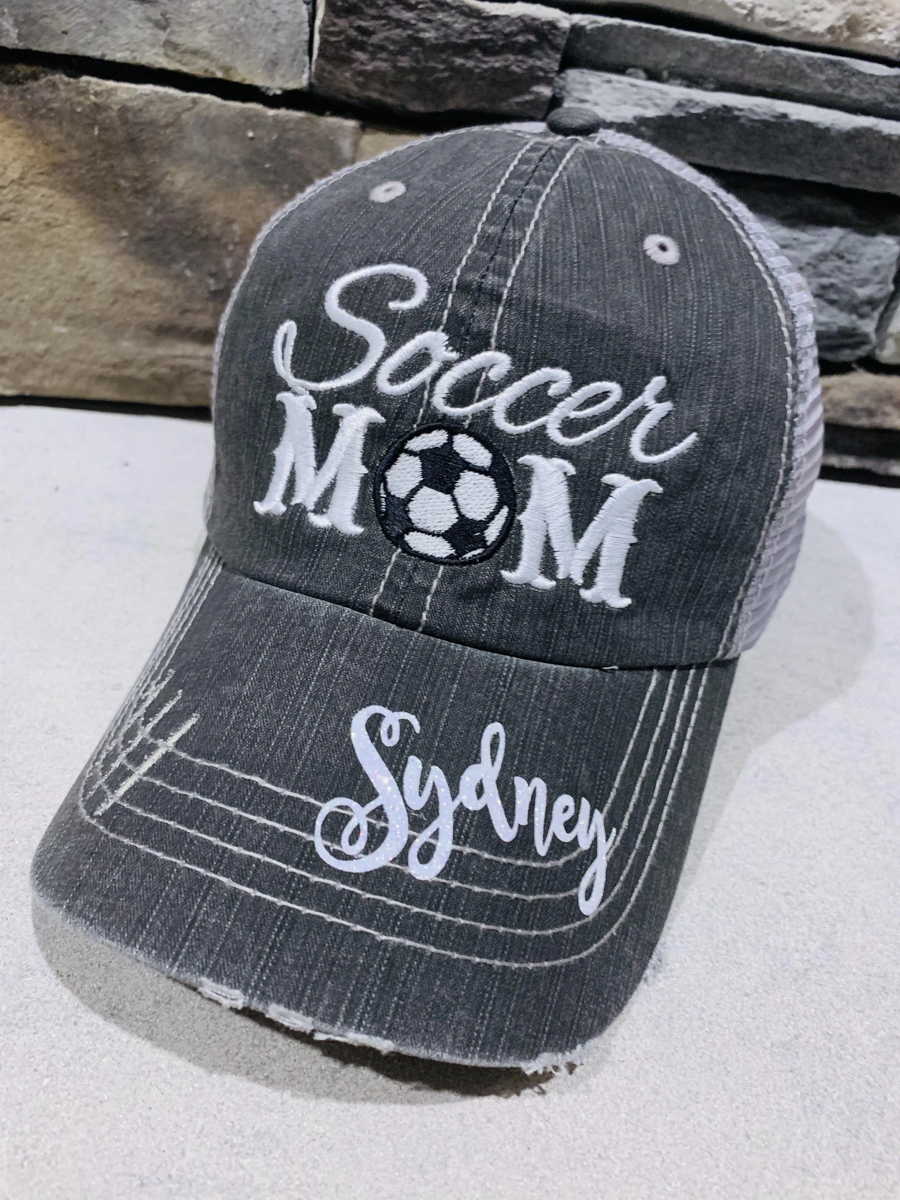 Mom hats Boy mom Girl mom Embroidered distressed womens trucker caps Personalizable