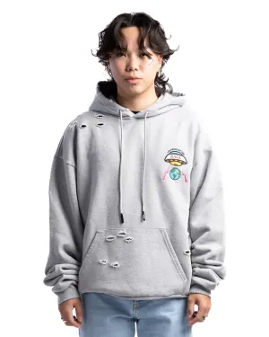 MOTR Small Logo Distressed Hoodie Heather Grey