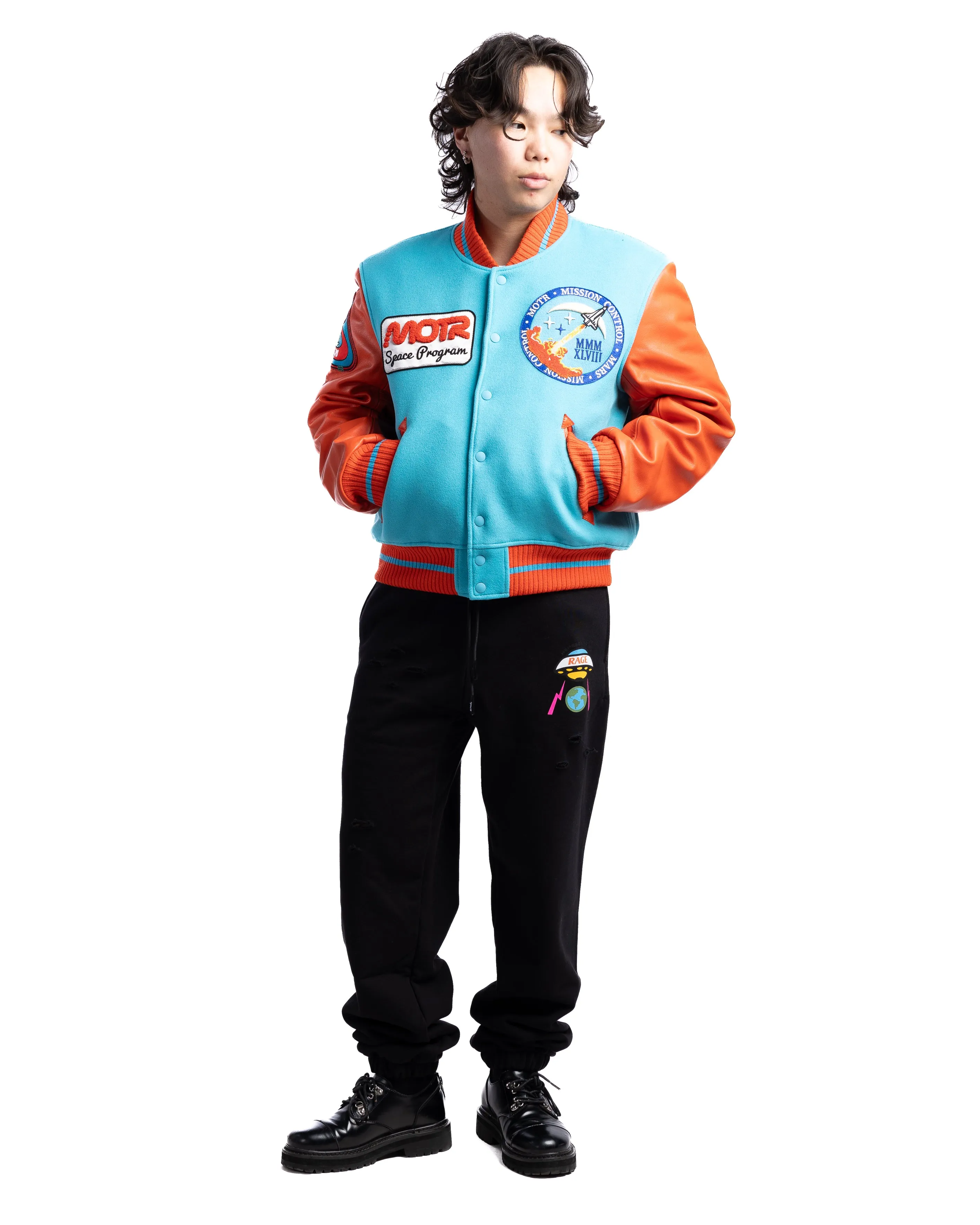 MOTR Space Classic Varsity Jacket Cyan Blue