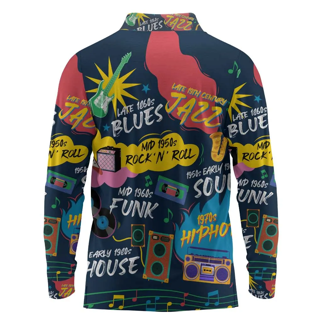 Music That Makes Us Proud African Long Sleeve Polo Shirt Black People DT02