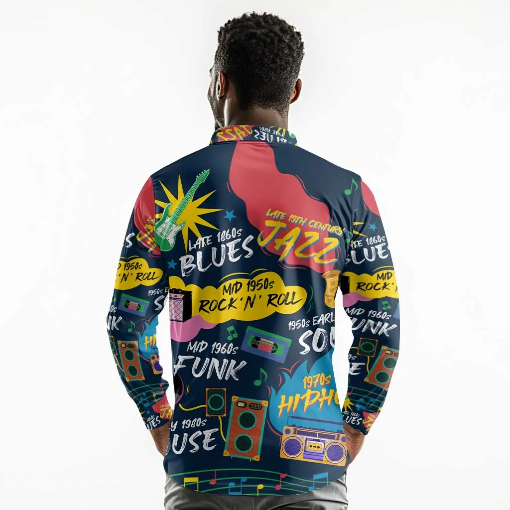 Music That Makes Us Proud African Long Sleeve Polo Shirt Black People DT02