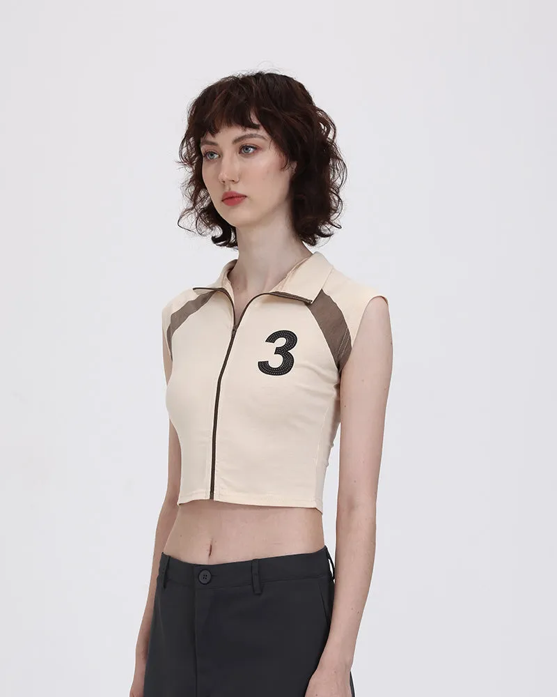 Number 3 Retro Zip Top
