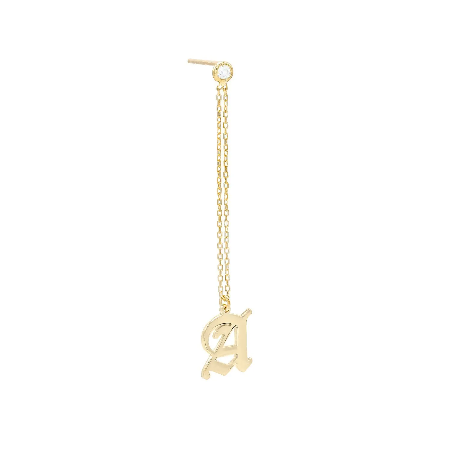 Old English Initial Drop Stud Earring
