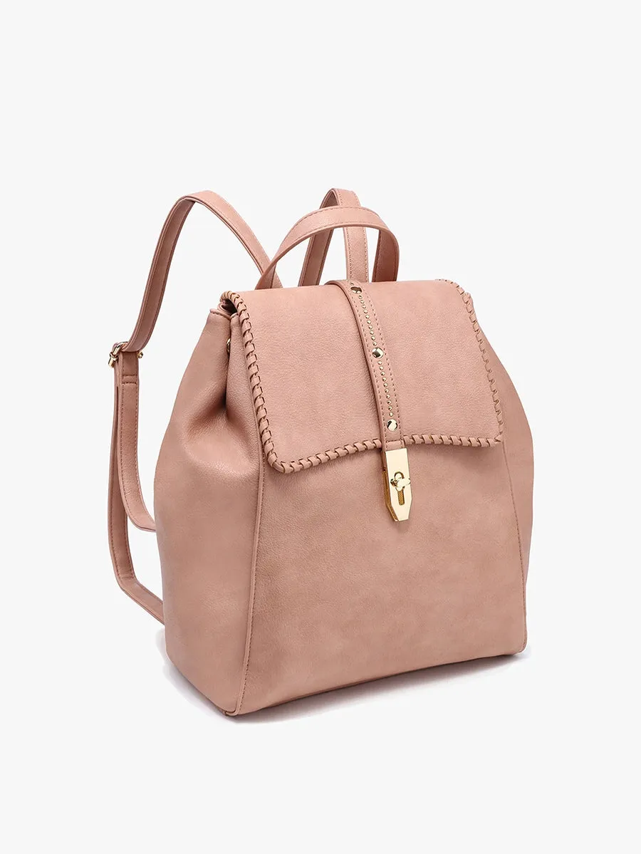 Olive Studded Whipstitch Backpack