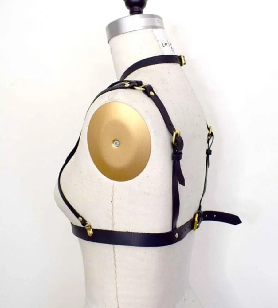 Olivia Strappy Leather Harness Bra