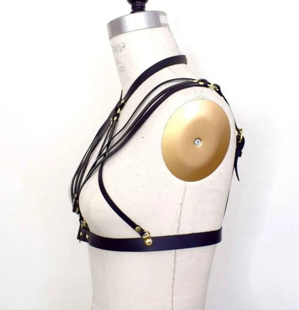Olivia Strappy Leather Harness Bra