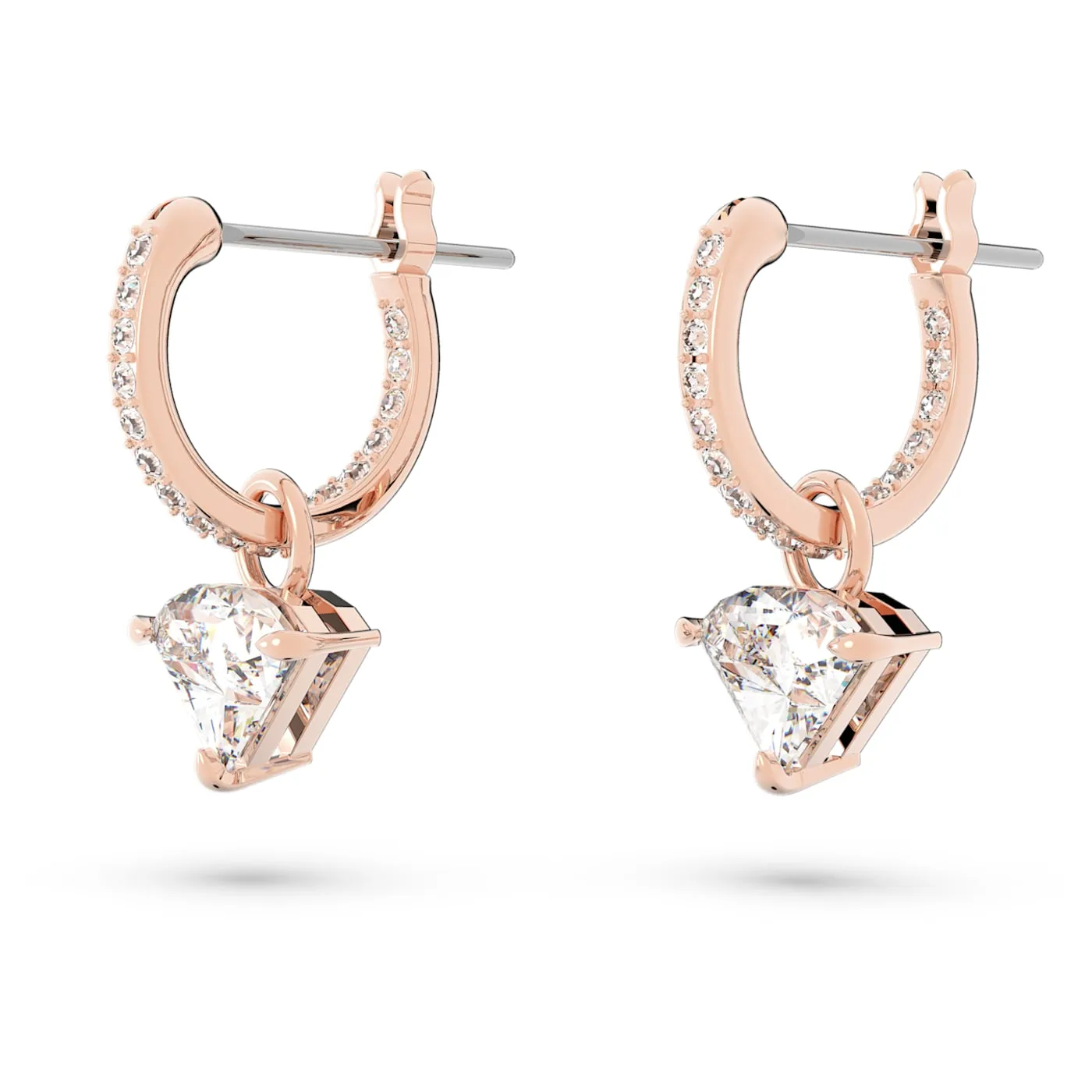 Ortyx drop earrings Triangle cut, White, Rose gold-tone plated 5643738