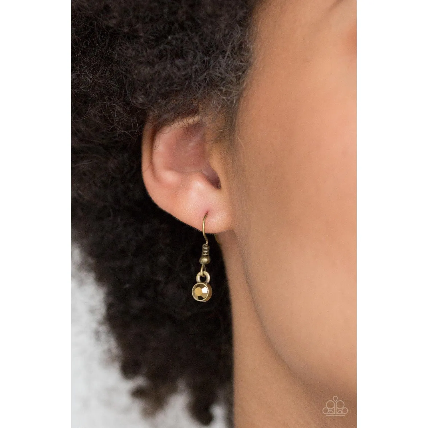 Paparazzi Prized Pendulum Brass Pendulum Necklace & Earrings Set