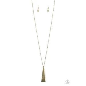 Paparazzi Prized Pendulum Brass Pendulum Necklace & Earrings Set