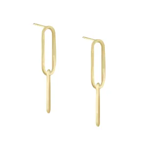 Paperclip Drop Stud Earring 14K