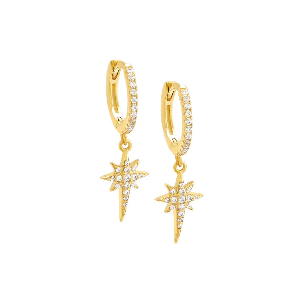 Pavé Dangling Starburst Huggie Earring