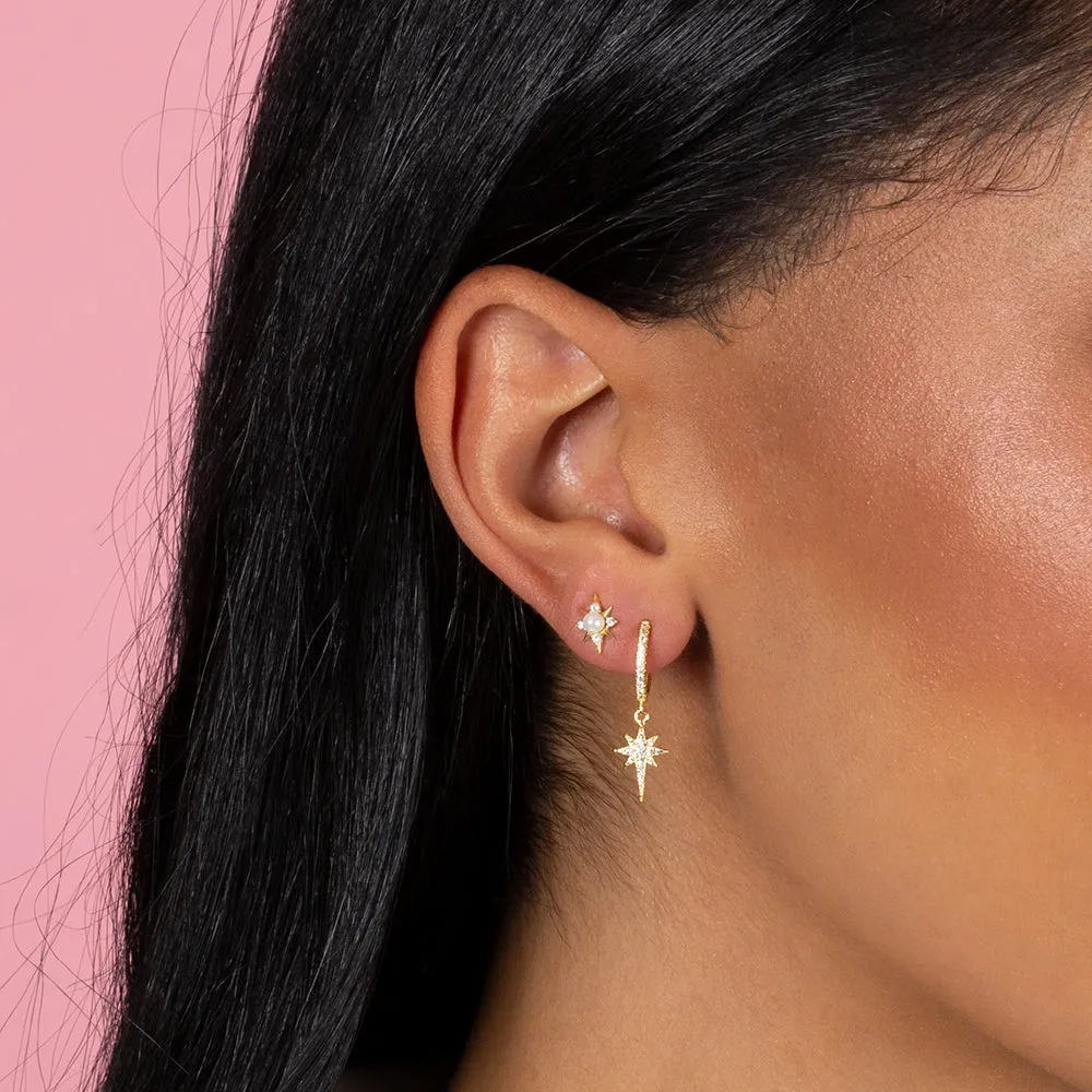 Pavé Dangling Starburst Huggie Earring