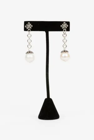 Pave Diamond, Pearl Chain Earring