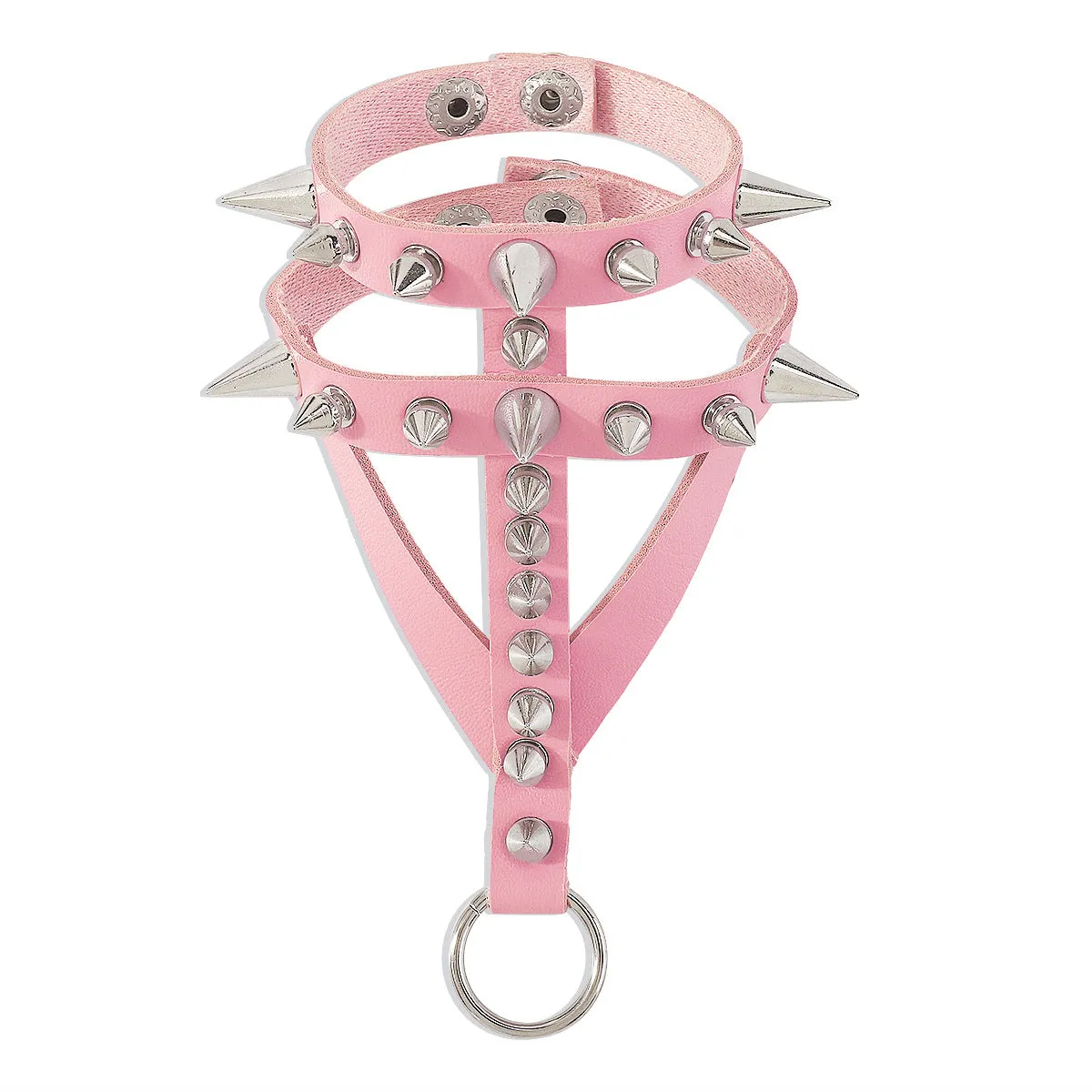 Pink Polystyrene & Silver-Plated Spike Wrist-To-Finger Bracelet
