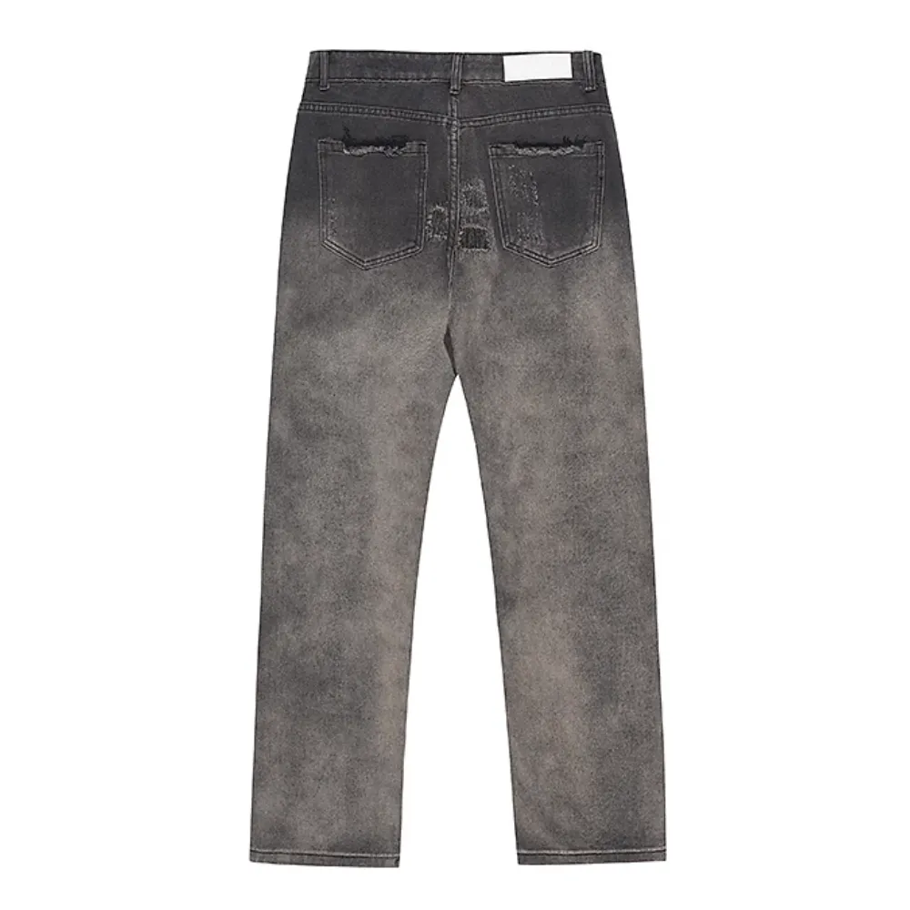 Punk Gradient Ripped Straight Jeans