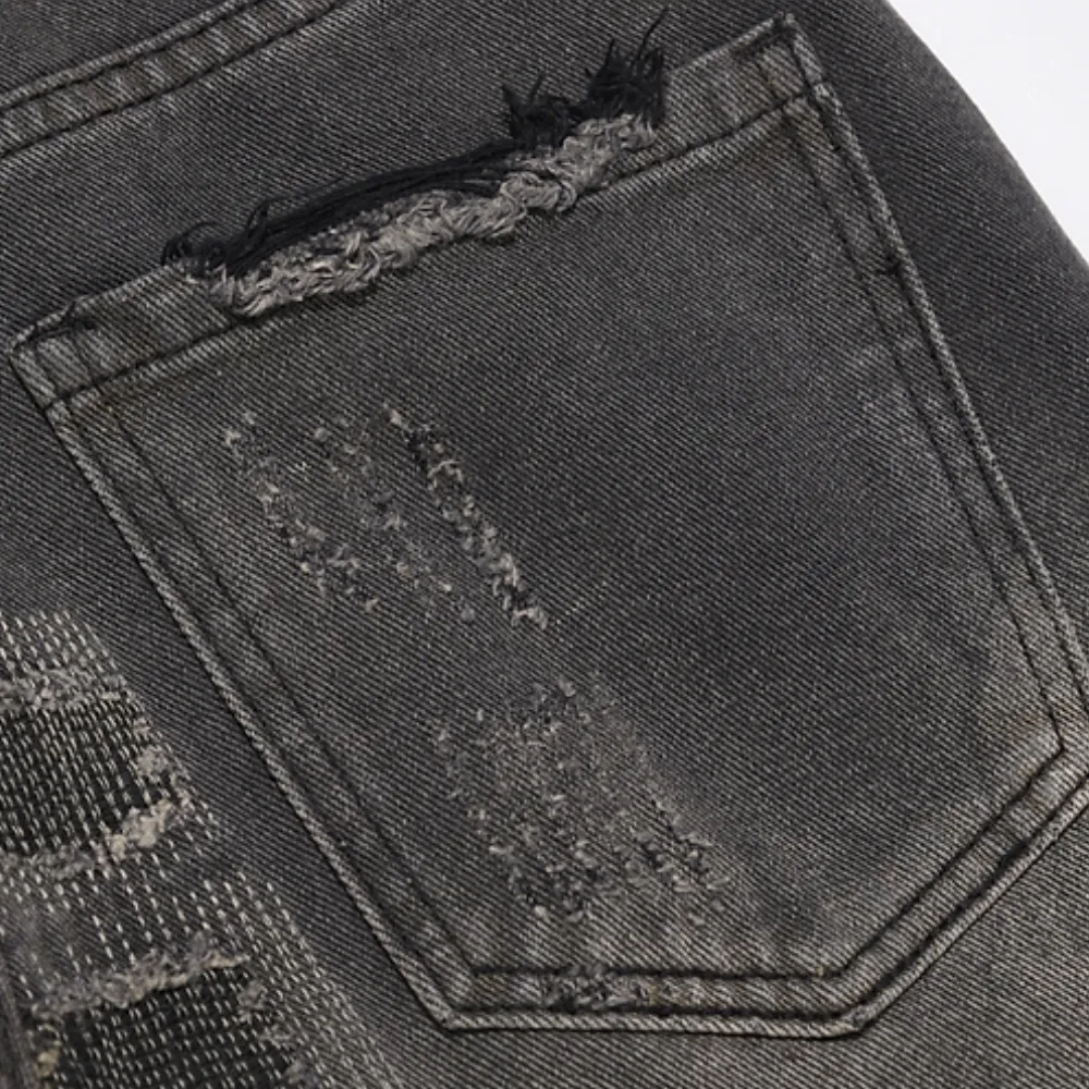 Punk Gradient Ripped Straight Jeans