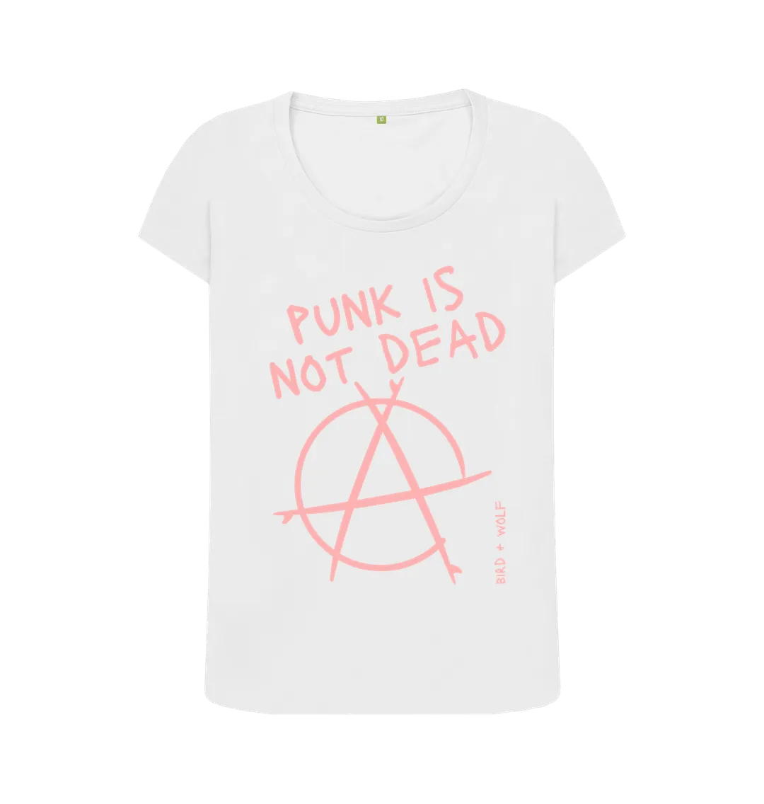 Punk Is Not Dead Scoop Neck Tee (Pink Lettering)