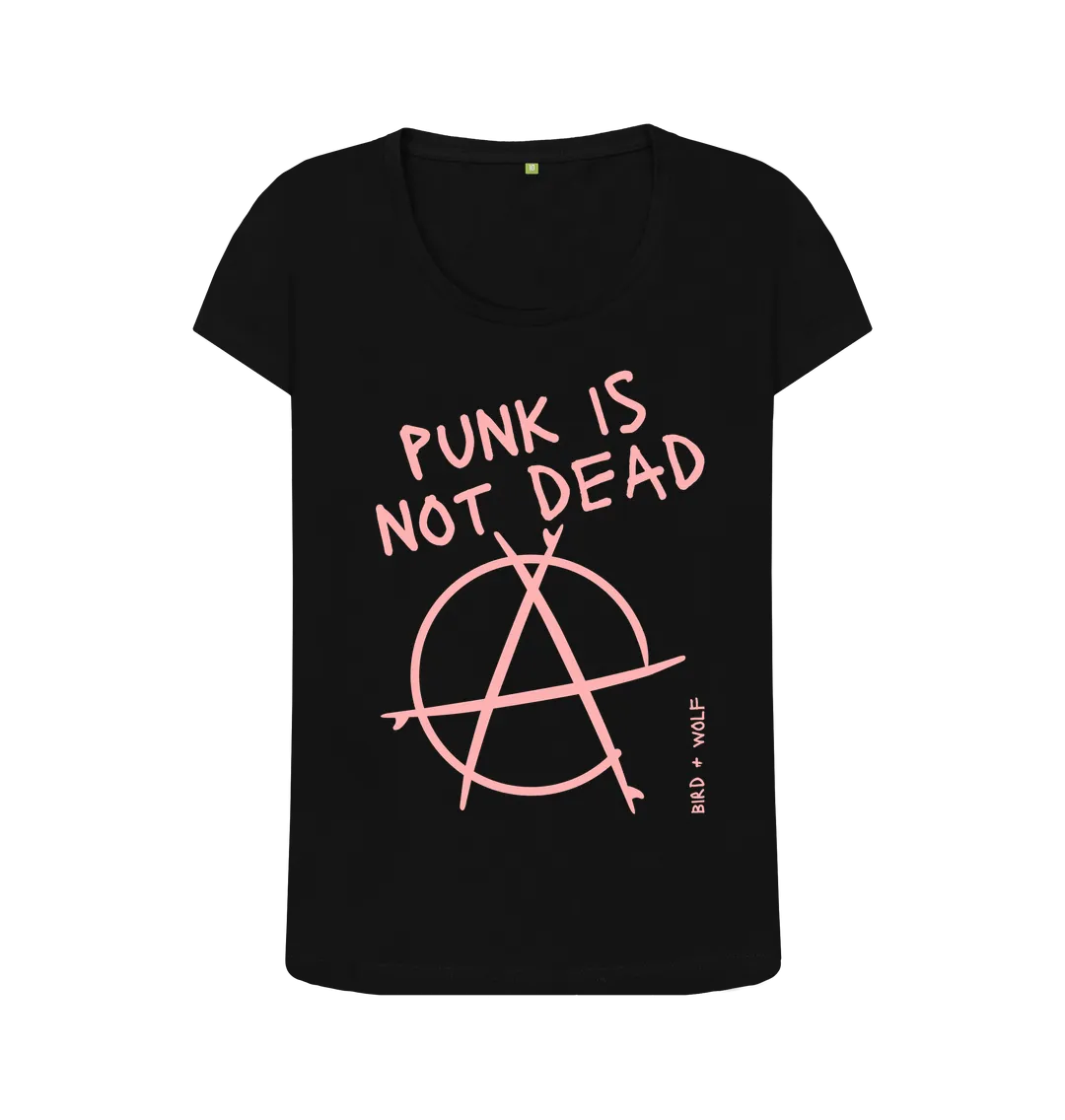 Punk Is Not Dead Scoop Neck Tee (Pink Lettering)