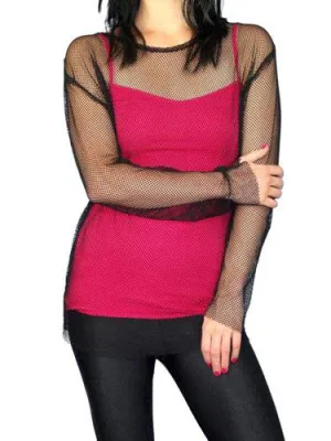 Punk Pop-star 1980's Fishnet Shirts Fancy Dress