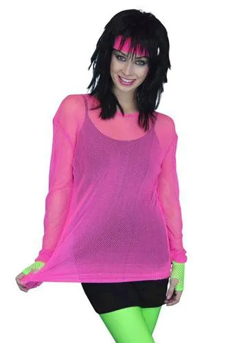 Punk Pop-star 1980's Fishnet Shirts Fancy Dress