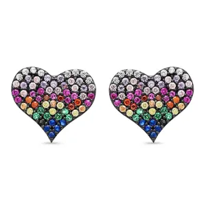 RAINBOW HEART STUDS, BR STERLING SILVER