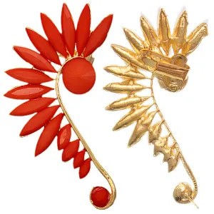 Red Beaded Faceted Stud Cuff Earring