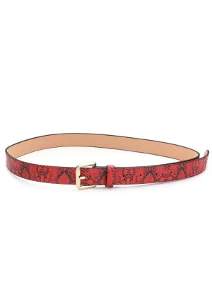 Red Snakeskin Faux Leather Belt