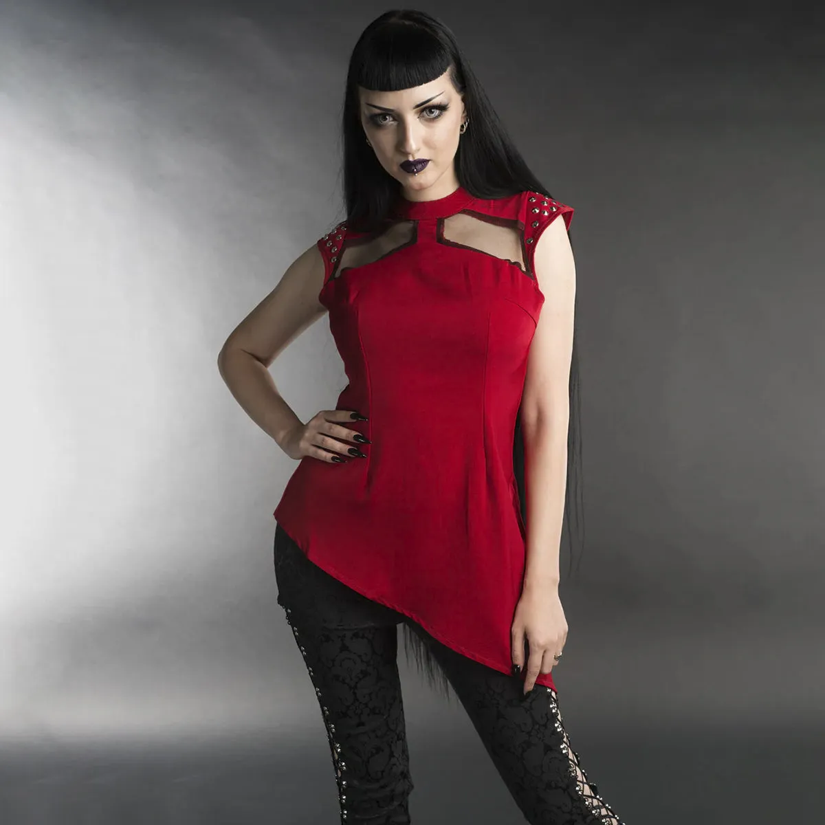RED SPIKED TUNIC