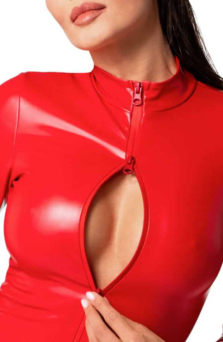 Red wet look catsuit - Secret Rendezvous