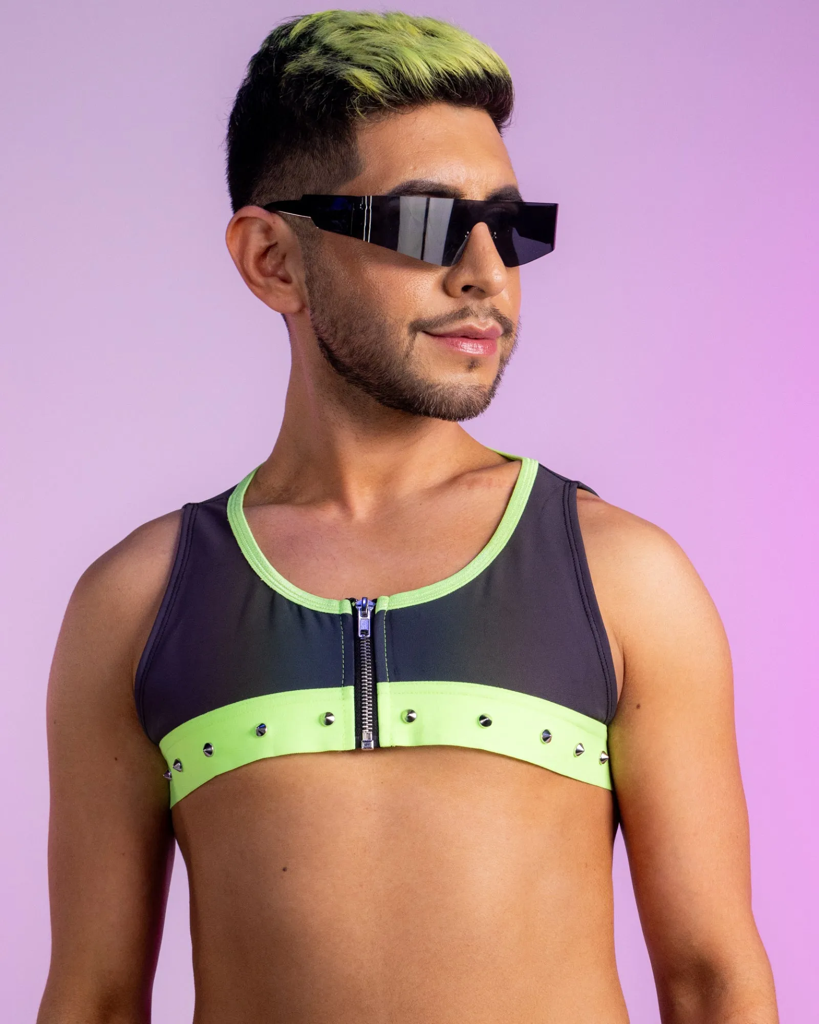 Reflective Lime Harness Crop Top