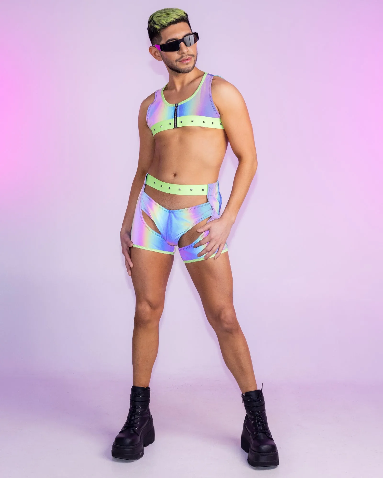 Reflective Lime Harness Crop Top